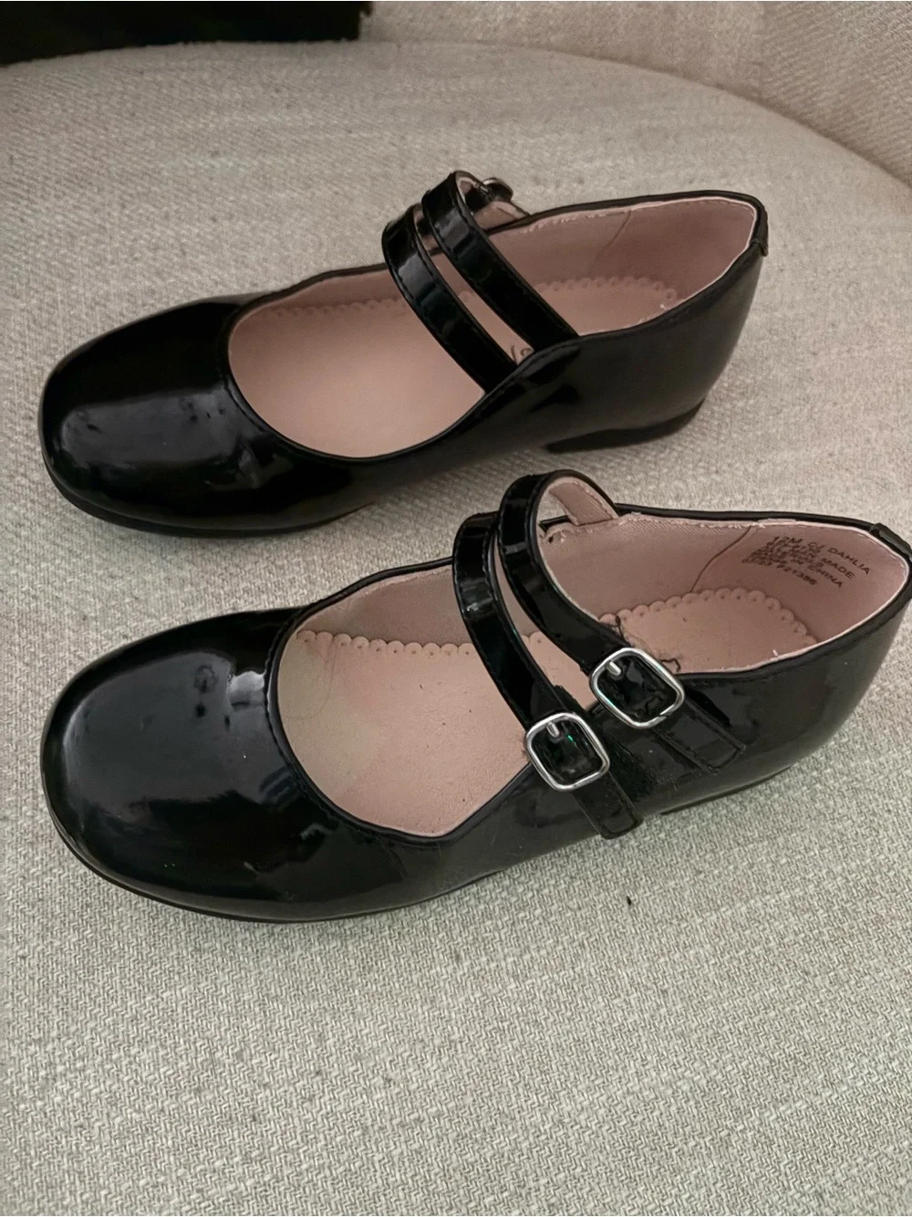 Girls Black Patent Double-Strap Mary Jane Shoes